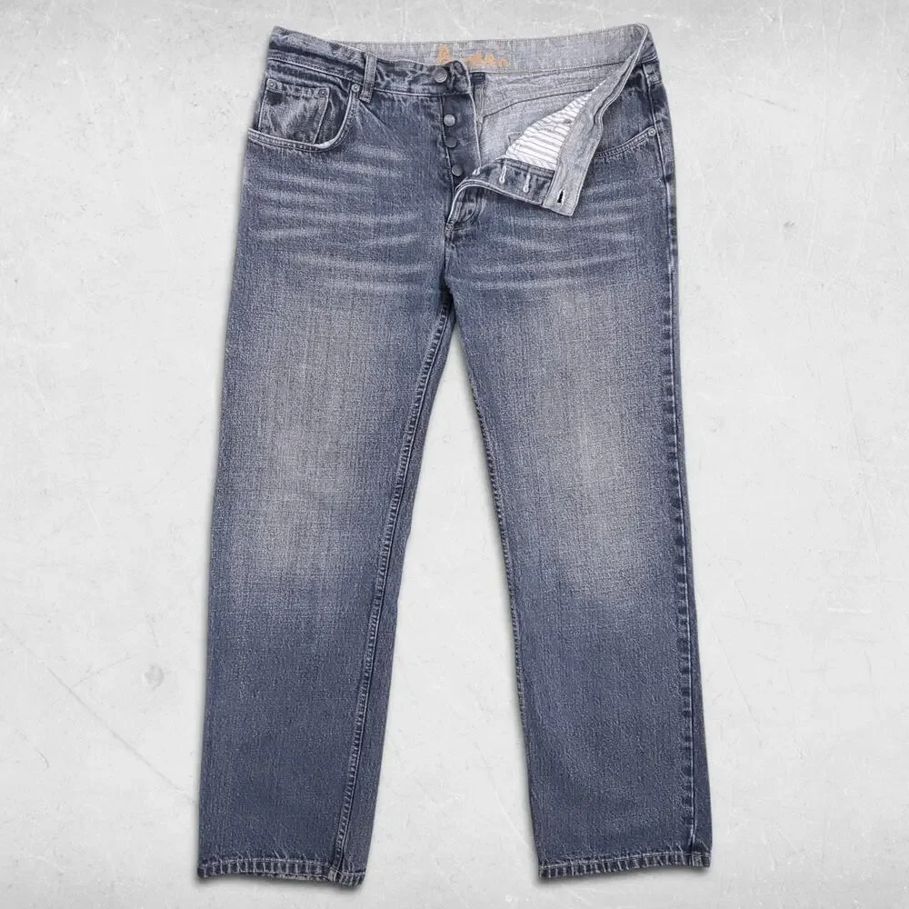 Boden Jeans Mens 36 Blue Med Wash Straight Leg Button Fly Classic Fit Denim